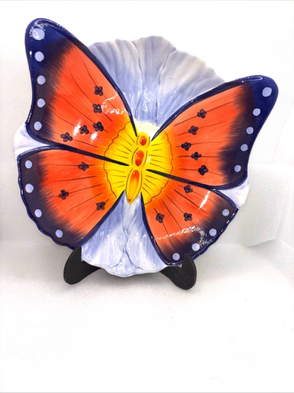 Vintage Handpainted Lavender, Orange, Purple - Butterfly Desert/Appetizer Plate